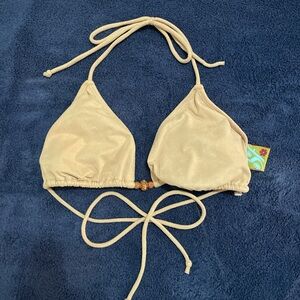 Beige Triangle String Bikini Top